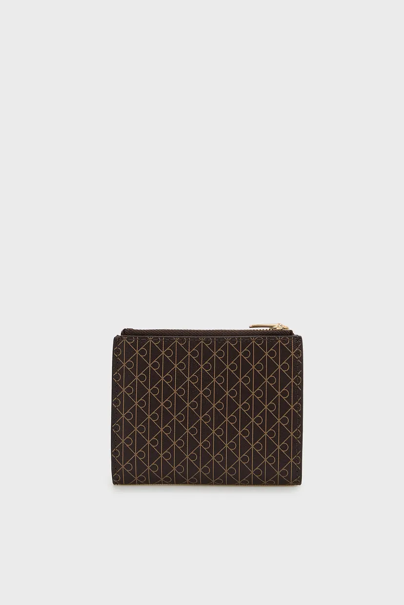 Женский темно-коричневый кошелек с узором DOUBLE ZIP BIFOLD 3