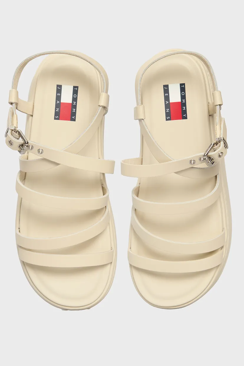 Жіночі білі шкіряні сандалі TJW WEDGY STRAPPY SANDAL 4