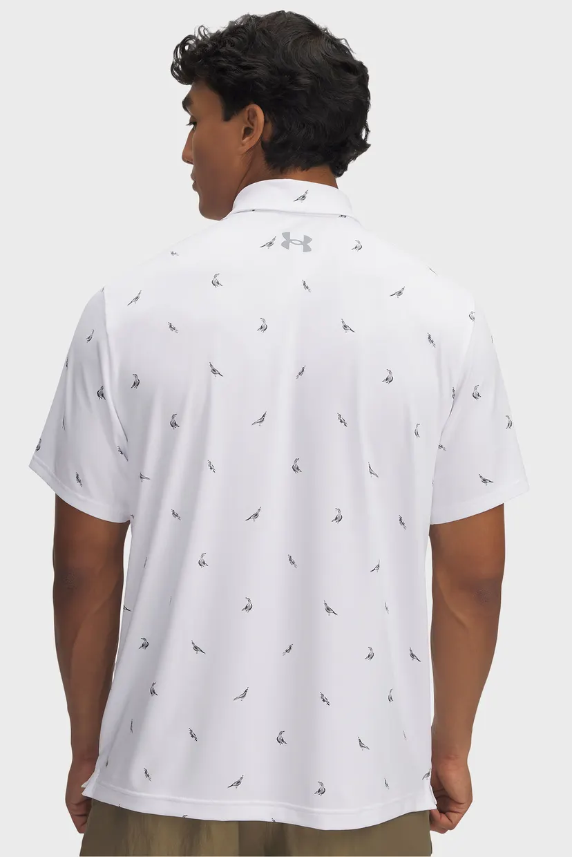 Мужское белое поло с узором UA Playoff 3.0 Printed Polo 3