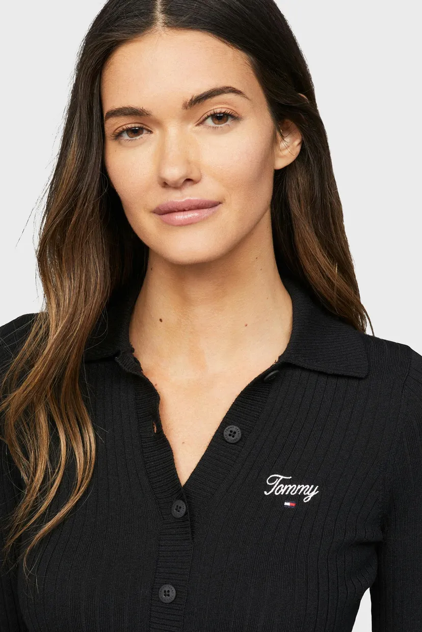 Жіноча чорна сукня TJW SCRIPT POLO SWEATER 3
