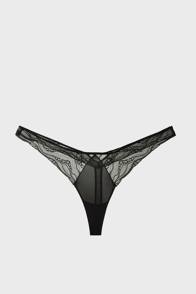 Женские черные трусики THONG 7