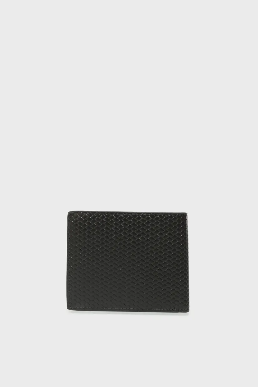 Мужской черный кожаный кошелек WOVEN TEXTURE CC & COIN 4