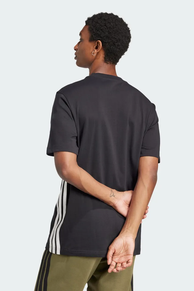 Чоловіча чорна футболка Essentials 3-Stripes Single Jersey 3