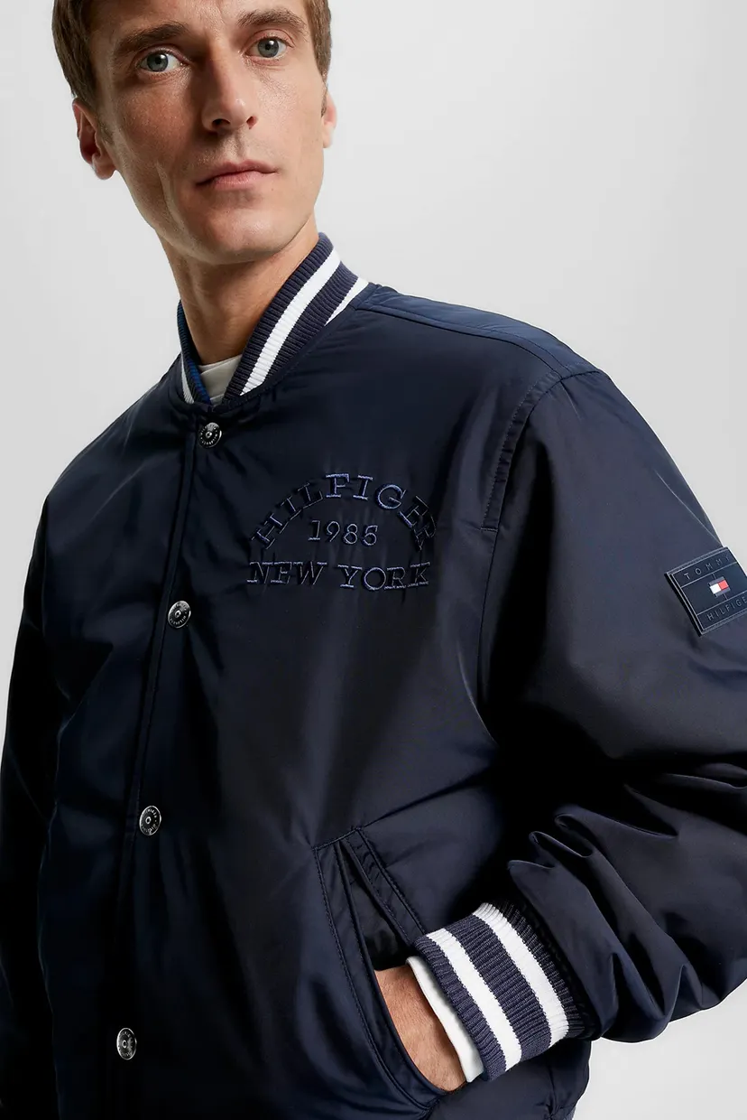 Мужской синий двусторонний бомбер REVERSIBLE JACQUARD BOMBER 5