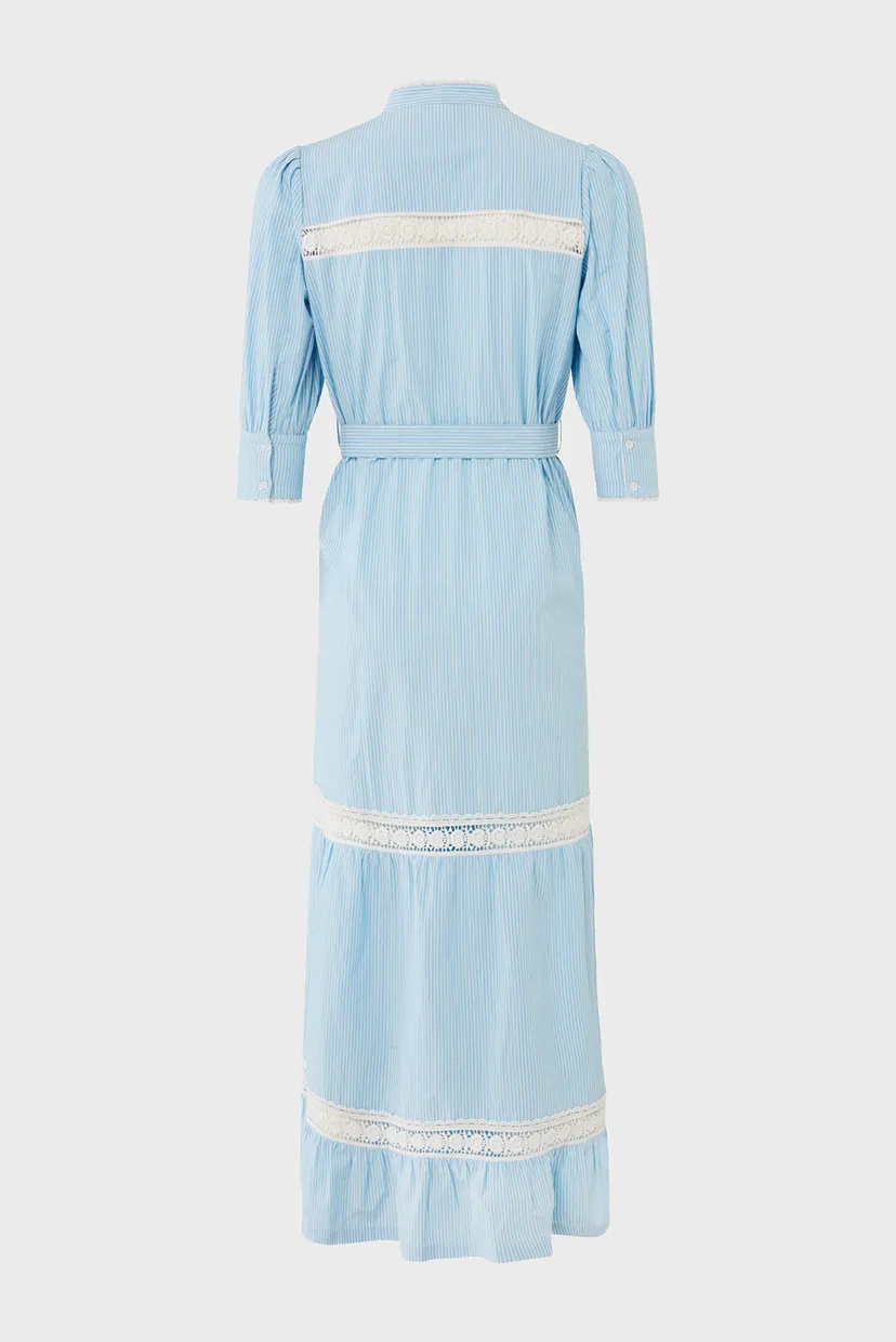 Женское голубое платье в полоску Striped lace dress 5