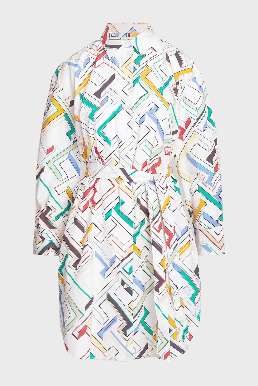 Женское белое платье с узором AMD POPLIN SHIRT DRESS LS 5