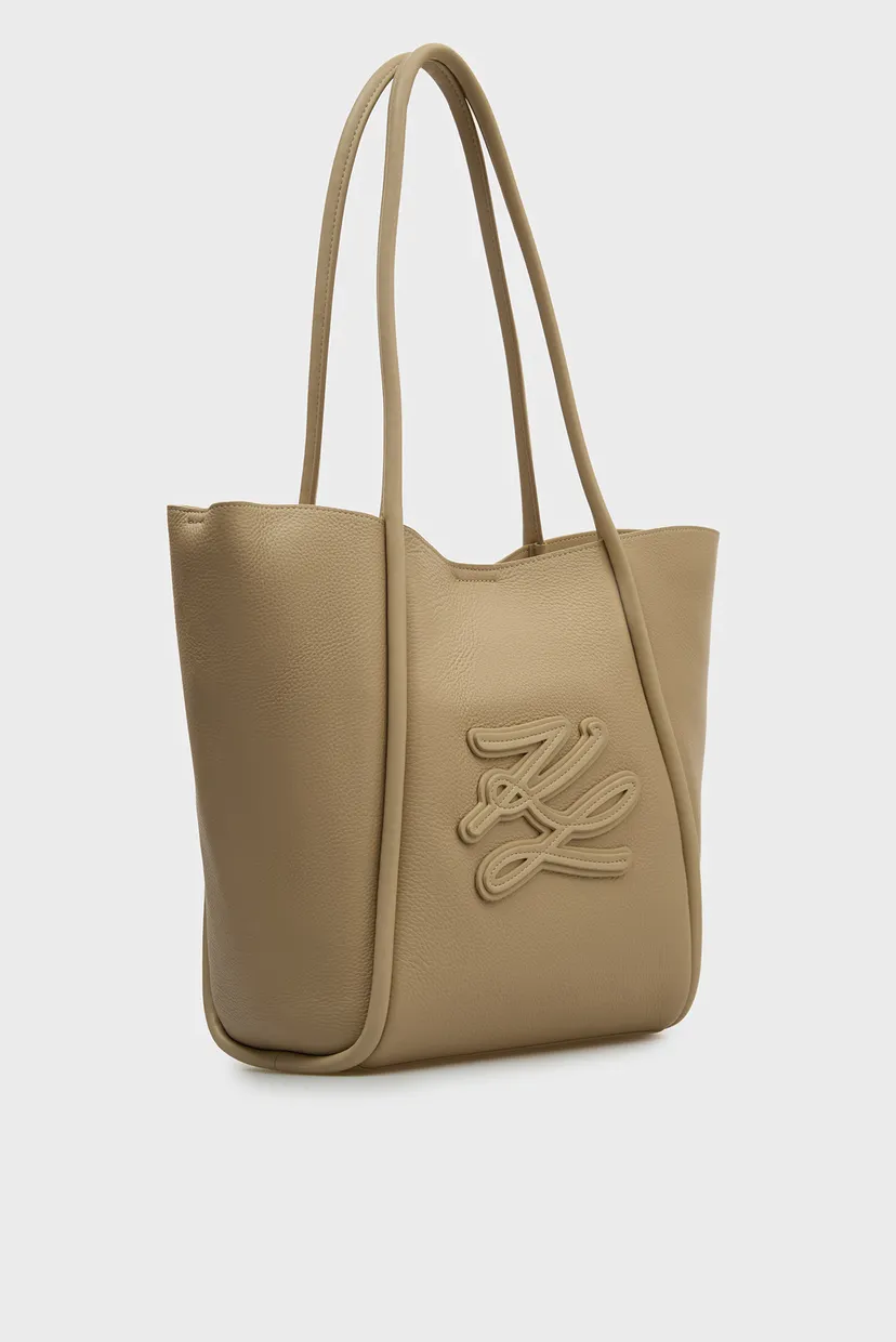 Женская бежевая кожаная сумка AUTOGRAPH PATCH TOTE 3