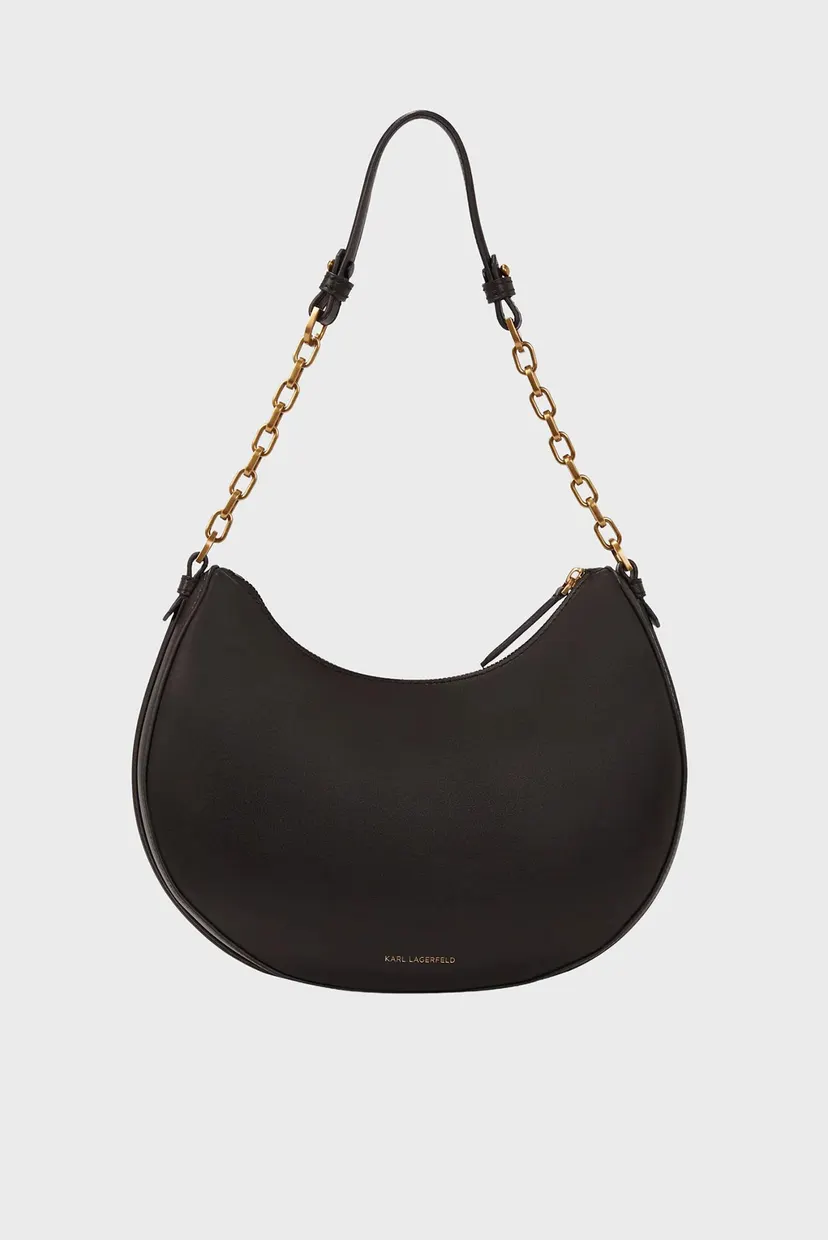 Женская черная кожаная сумка AUTOGRAPH MOON SHOULDER BAG 4