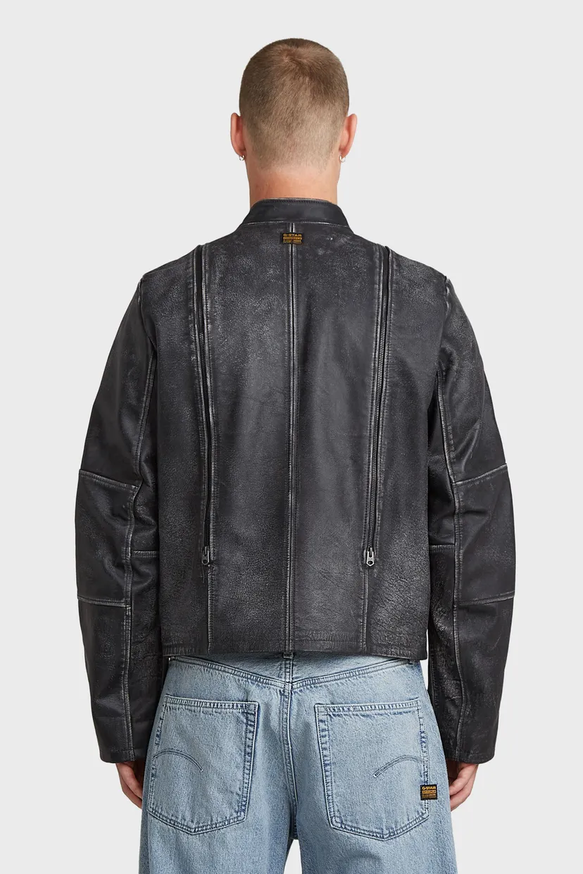 Мужская темно-серая кожаная куртка Leather Blouson 3