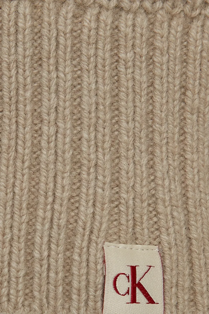 Женский бежевый шерстяной пуловер CHUNKY V-NECK SWEATER 4