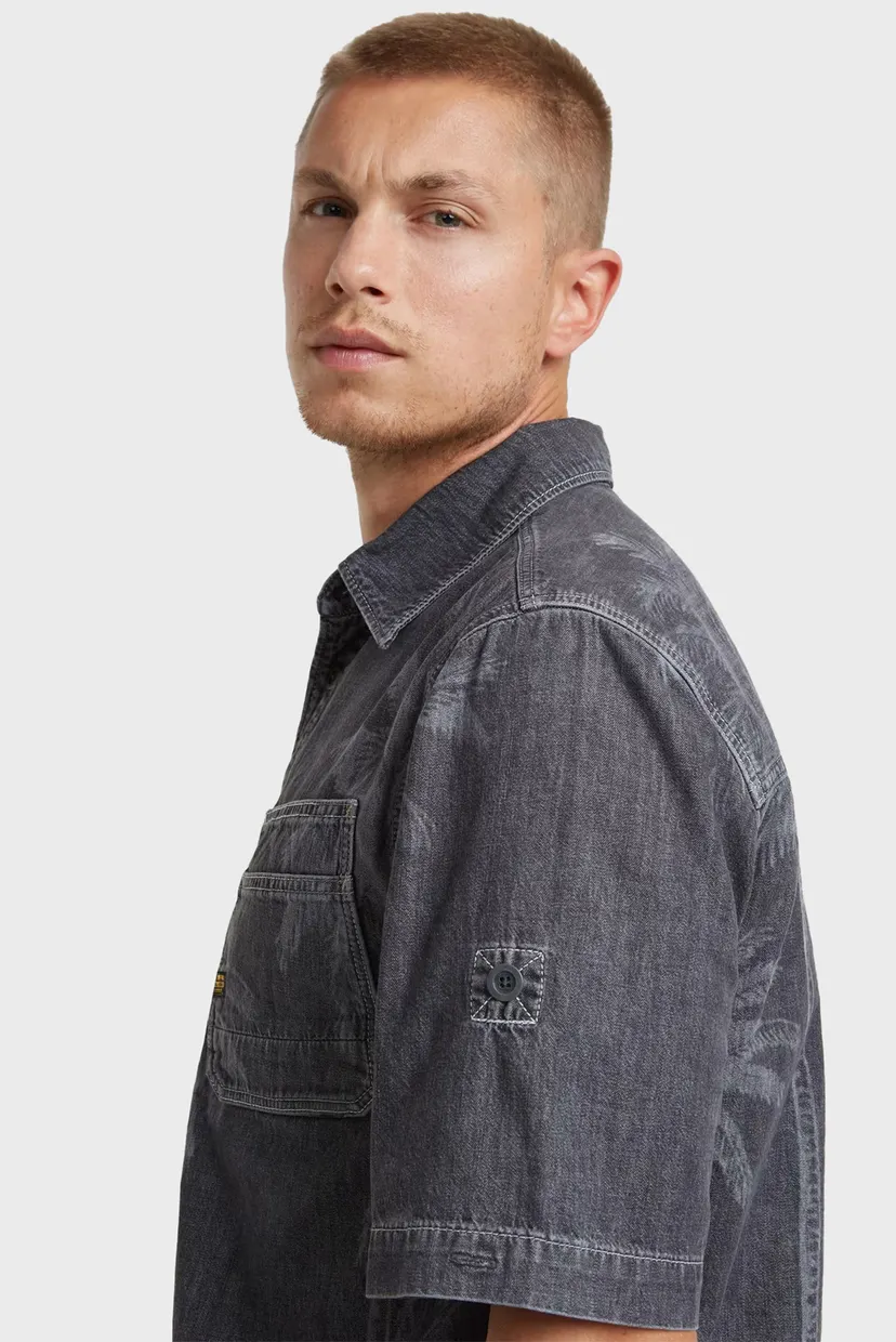 Мужская темно-серая джинсовая рубашка с узором Slanted double pocket regular 4