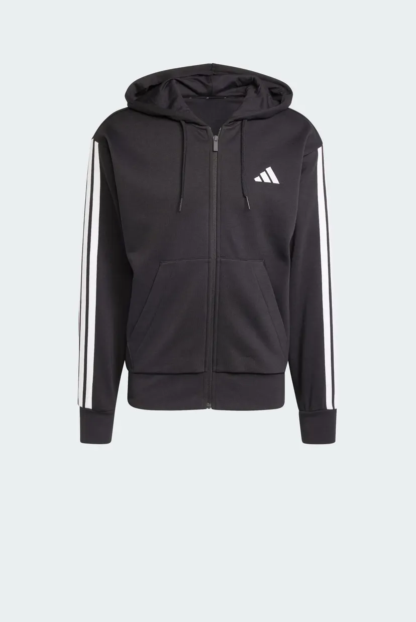 Мужское черное худи Essentials 3-Stripes Fleece 6