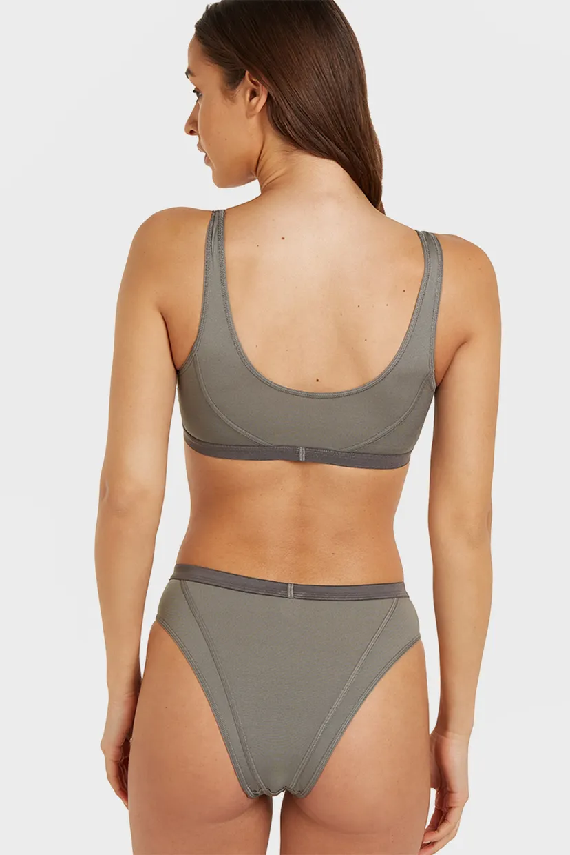 Женские серые трусики HIGH LEG TANGA 3