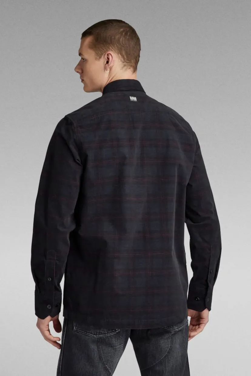 Мужская черная вельветовая рубашка в клетку Workwear Panel 3