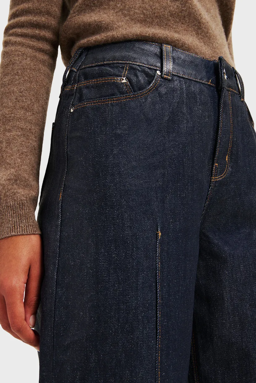 Жіночі темно-сині джинси COATED WIDE LEG 4