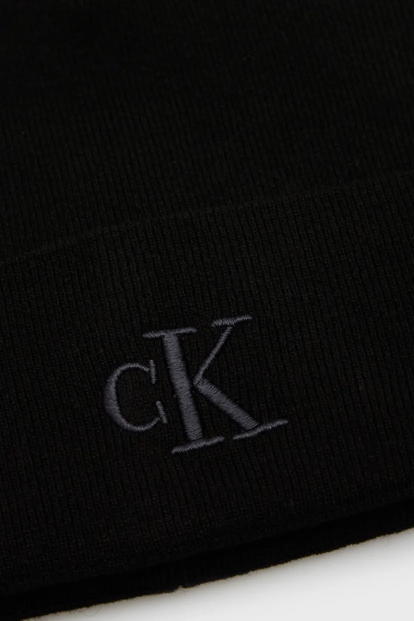 Чоловіча чорна вовняна шапка THICK EMBROIDERY BEANIE 4