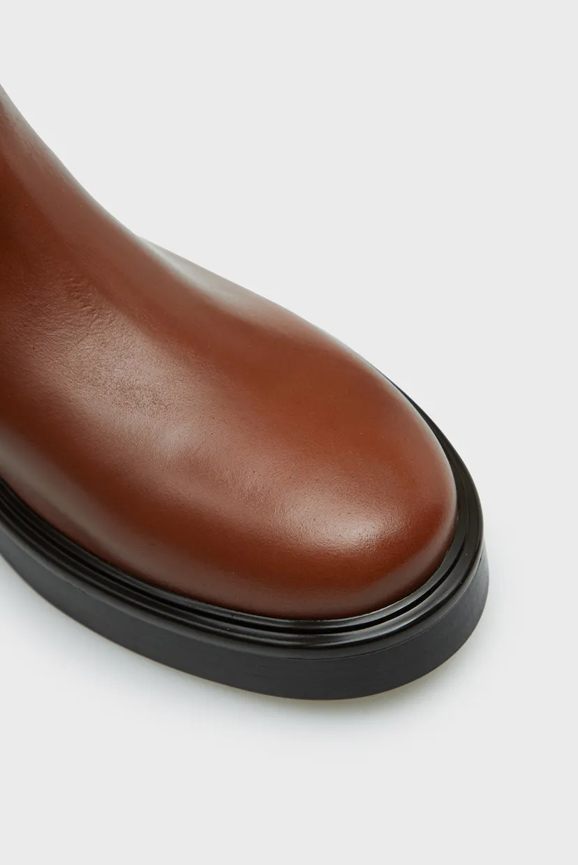 Жіночі коричневі шкіряні чоботи COOL ELEVATED LONGBOOT 5