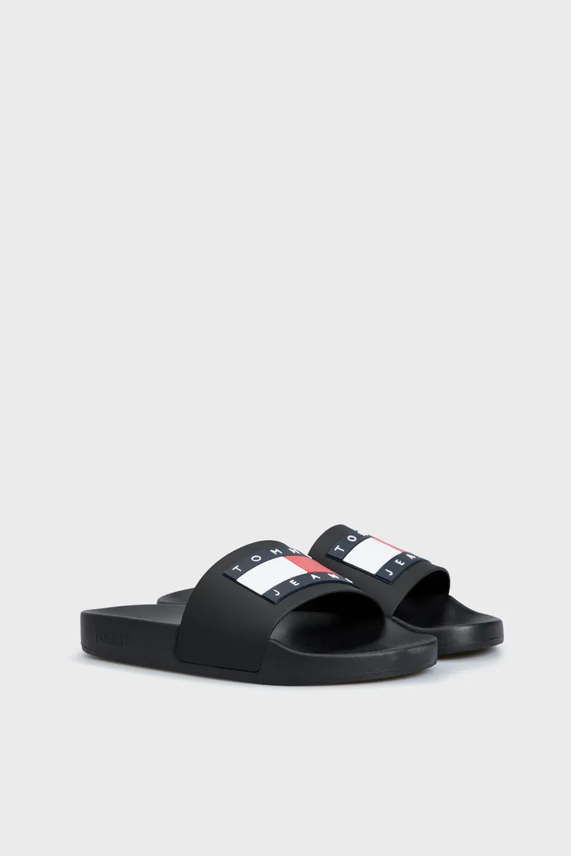Жіночі чорні слайдери TOMMY JEANS FLAG POOL SLD ESS 3