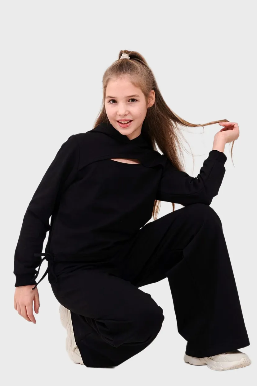 Детский черный костюм (свитшот, брюки) 3