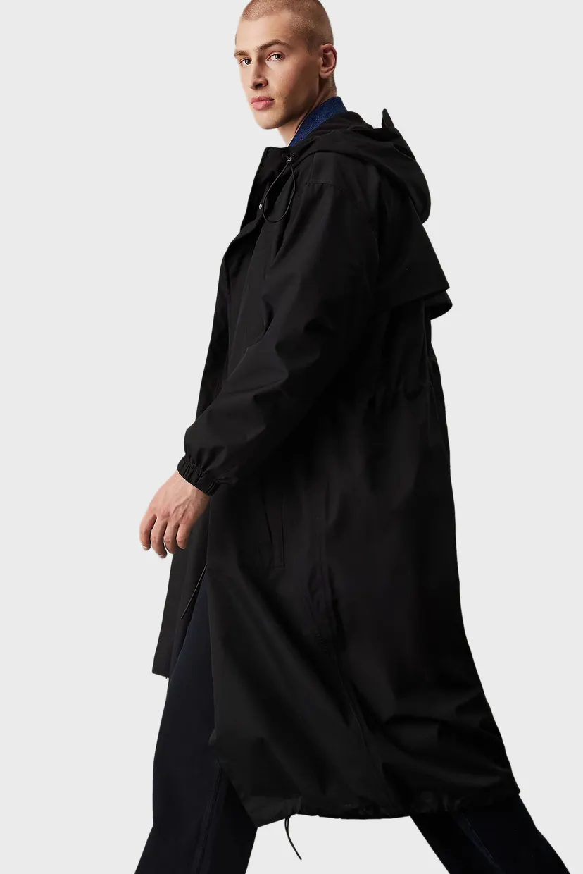 Чоловічий чорний плащ TECHNICAL LONG JACKET 3