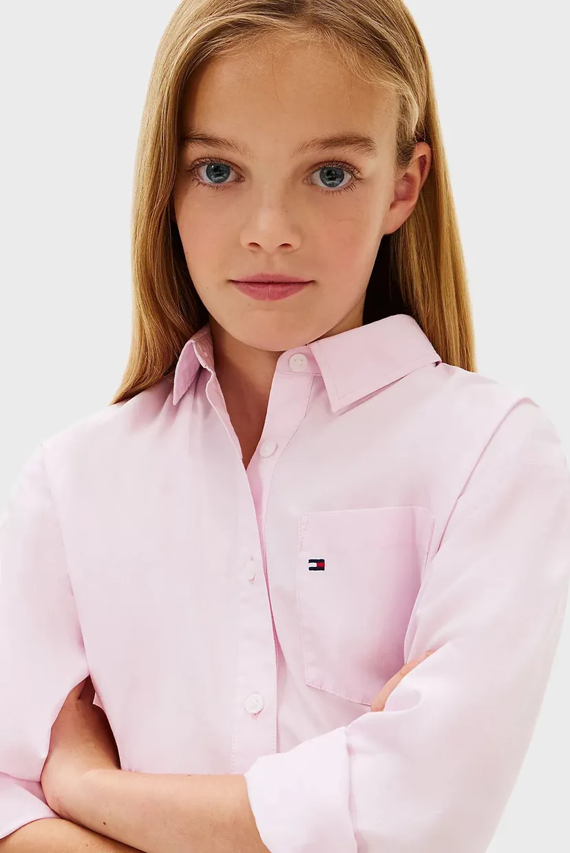 Детская розовая рубашка POPLIN 4