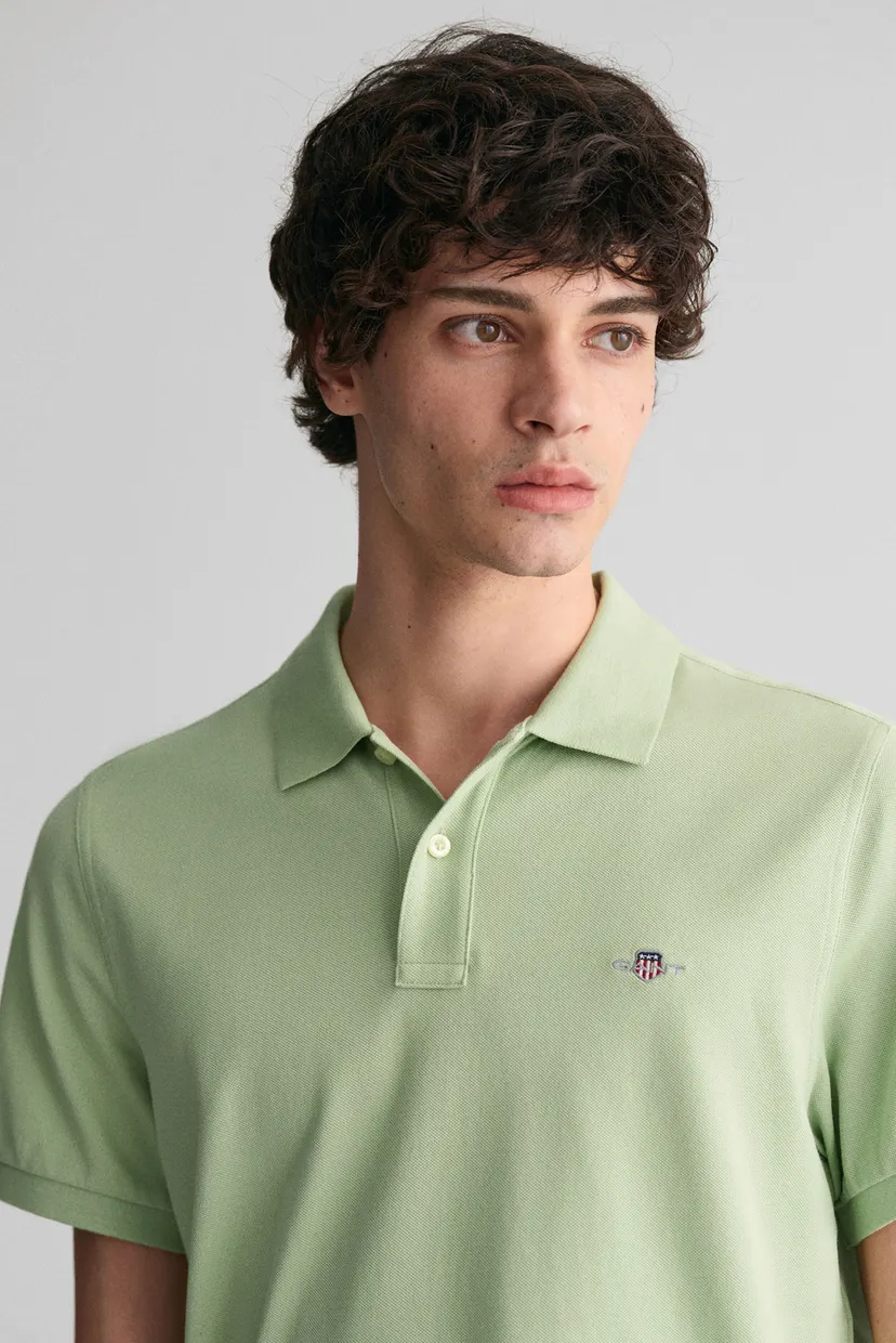 Чоловіче зелене поло REG SHIELD SS PIQUE POLO 4