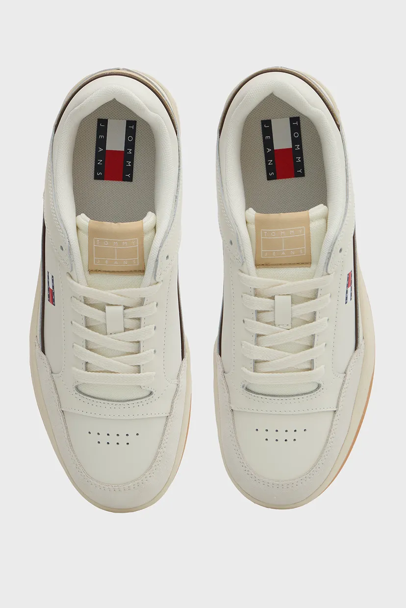 Мужские белые кожаные сникерсы TOMMY JEANS PINPERF LTH 4