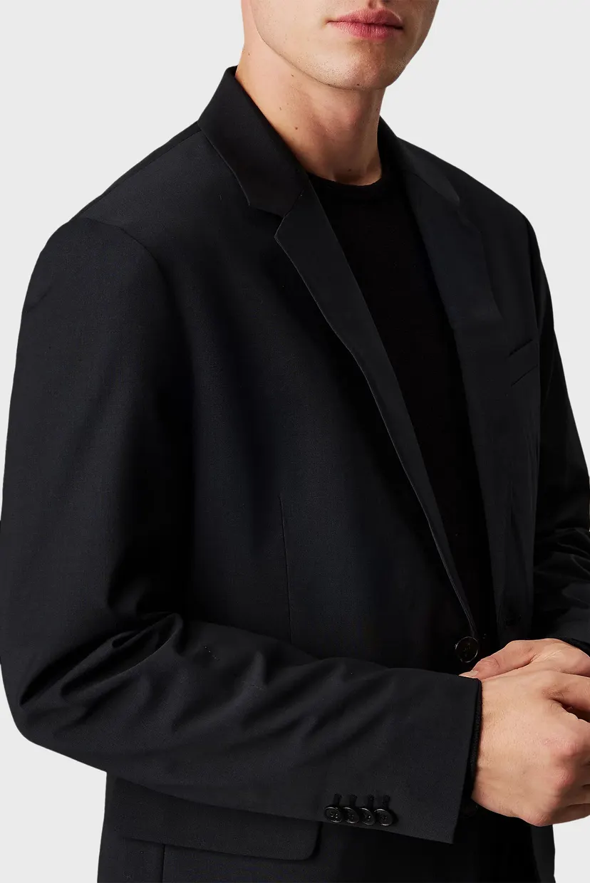 Мужской черный шерстяной пиджак REFINED SLIM 4