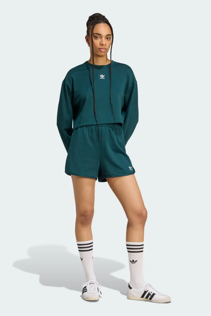 Жіночий темно-зелений лонгслів Essentials Winterized Wide Rib
