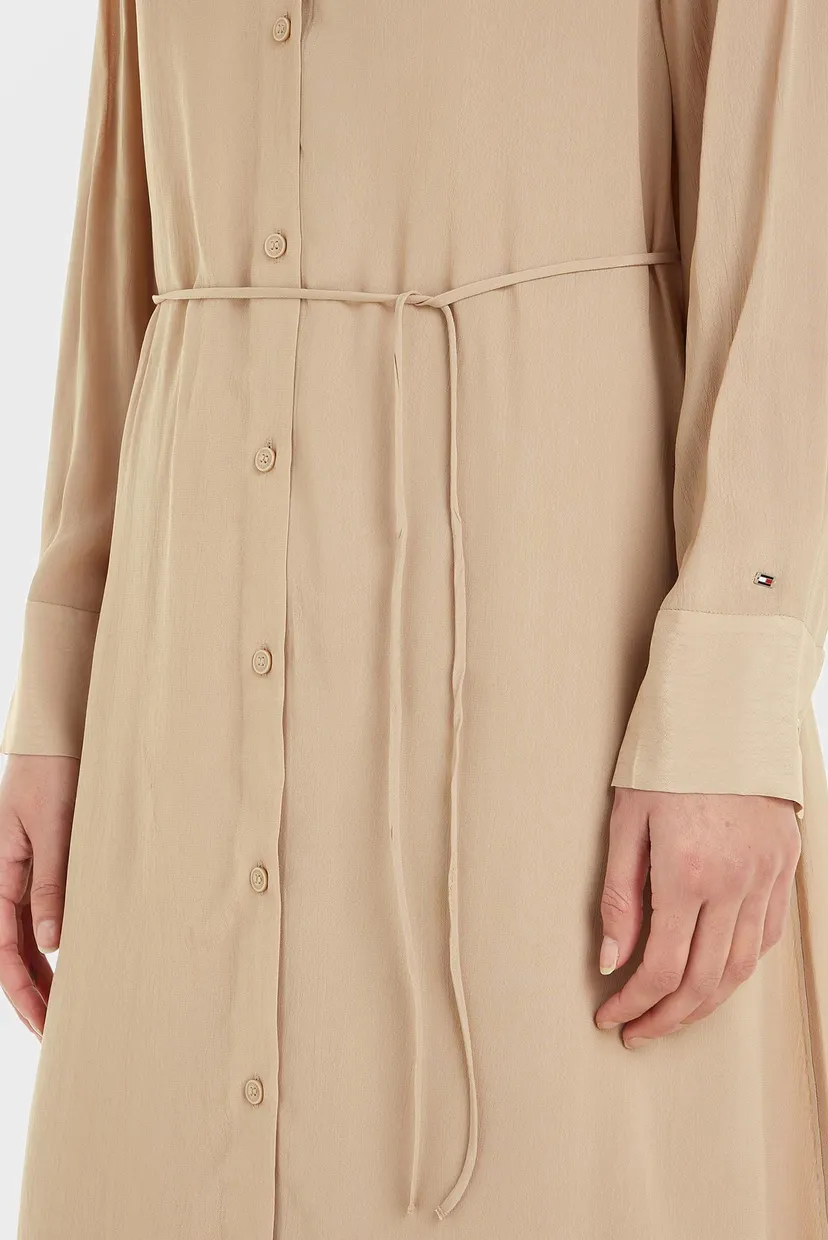 Женское бежевое платье FLUID VISCOSE CREPE KNEE DRESS 3