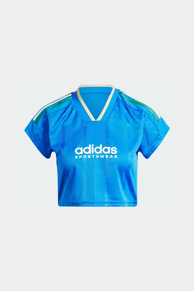 Жіноча синя футболка Tiro Cut 3-Stripes Crop 6