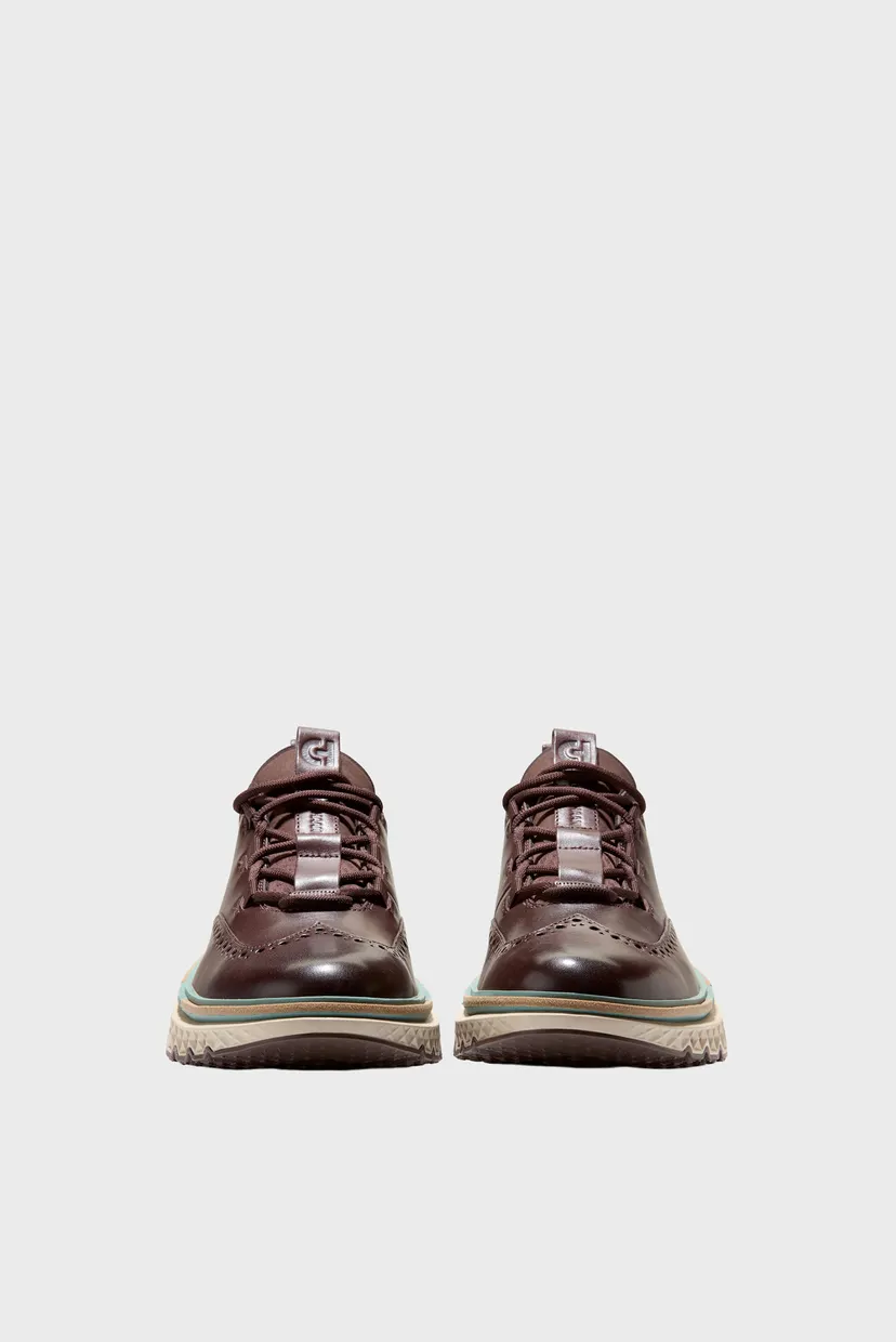 Чоловічі темно-коричневі шкіряні броги 5.ZERØGRAND Wingtip Oxford 5