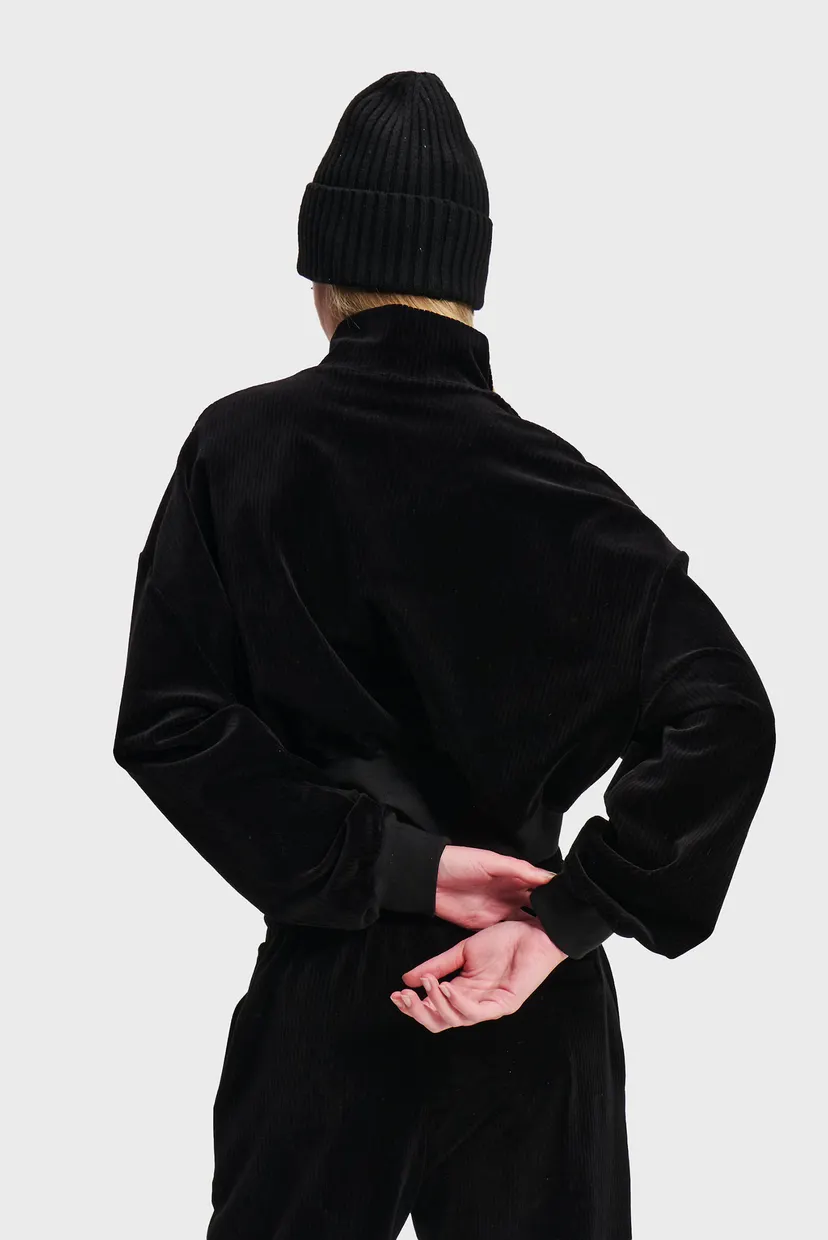 Жіноча чорна спортивна кофта half-zip chord 3
