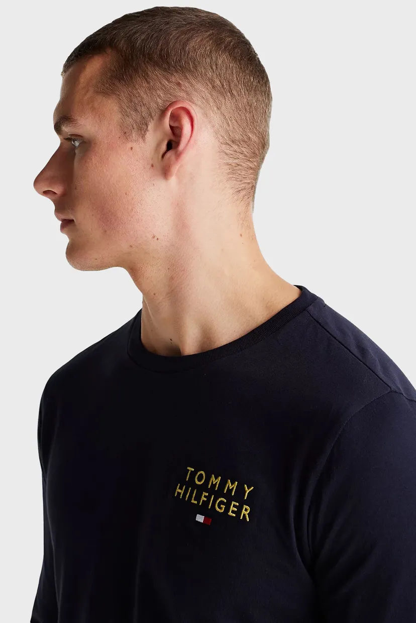 Чоловічий темно-синій лонгслів LS TEE LOGO GOLD 4