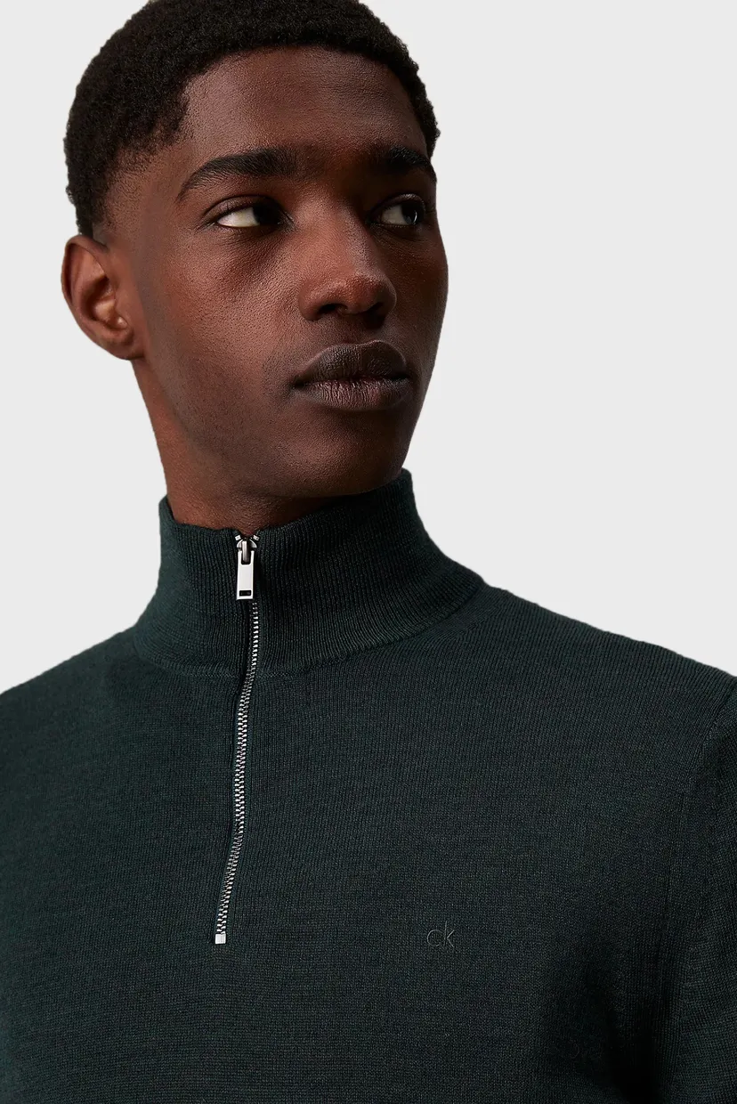 Чоловіча темно-зелена вовняна кофта SUPERIOR WOOL QUARTER ZIP 4
