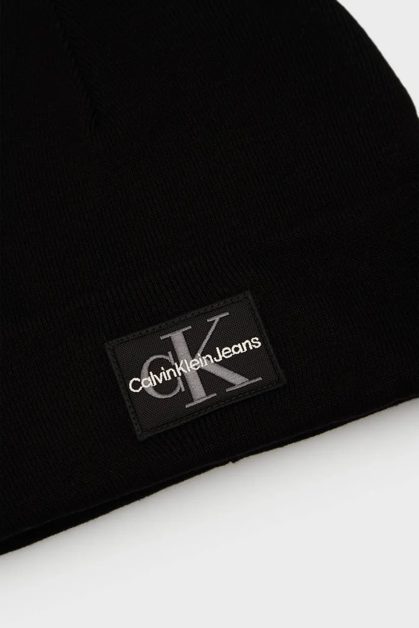Мужская черная шапка MONO LOGO PATCH BEANIE WARM 4