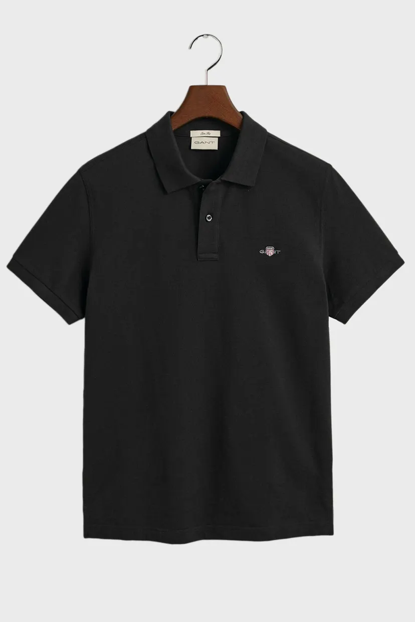 Мужское черное поло SLIM SHIELD SS PIQUE POLO 5