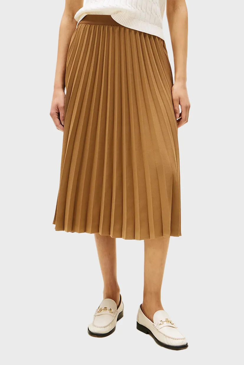 yu＊M Женская коричневая плиссированная юбка FLUID PLEATED PULL ON Tommy