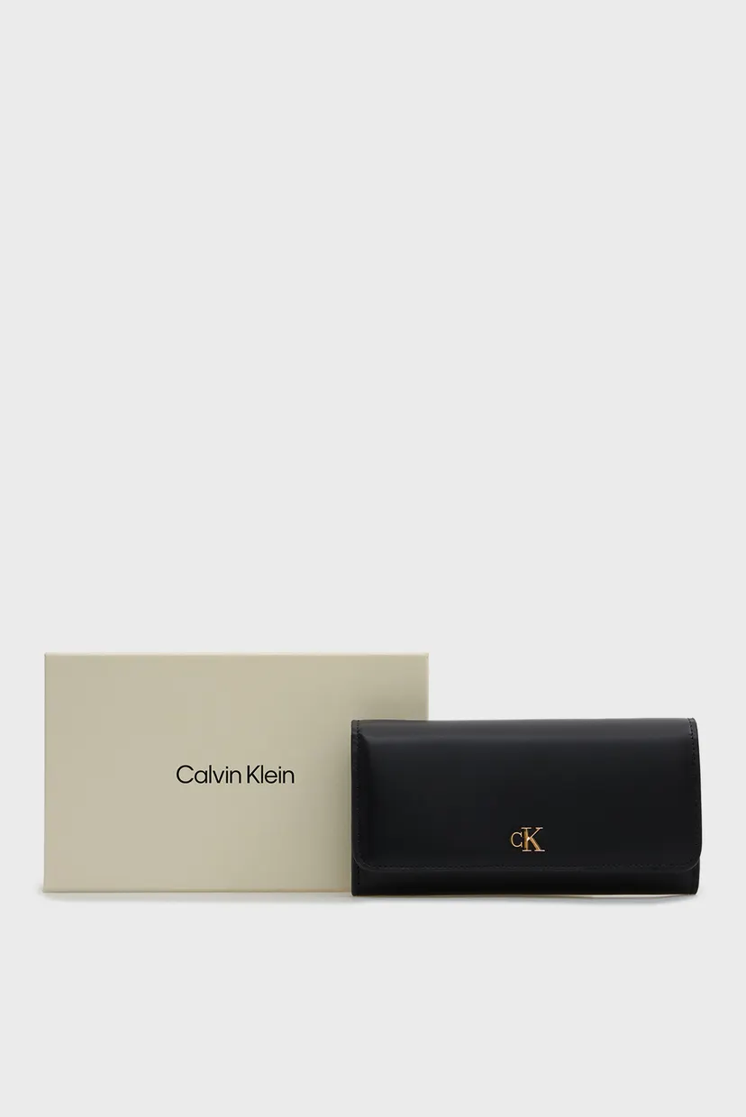 Жіночий чорний шкіряний гаманець CK LONG WALLET 5