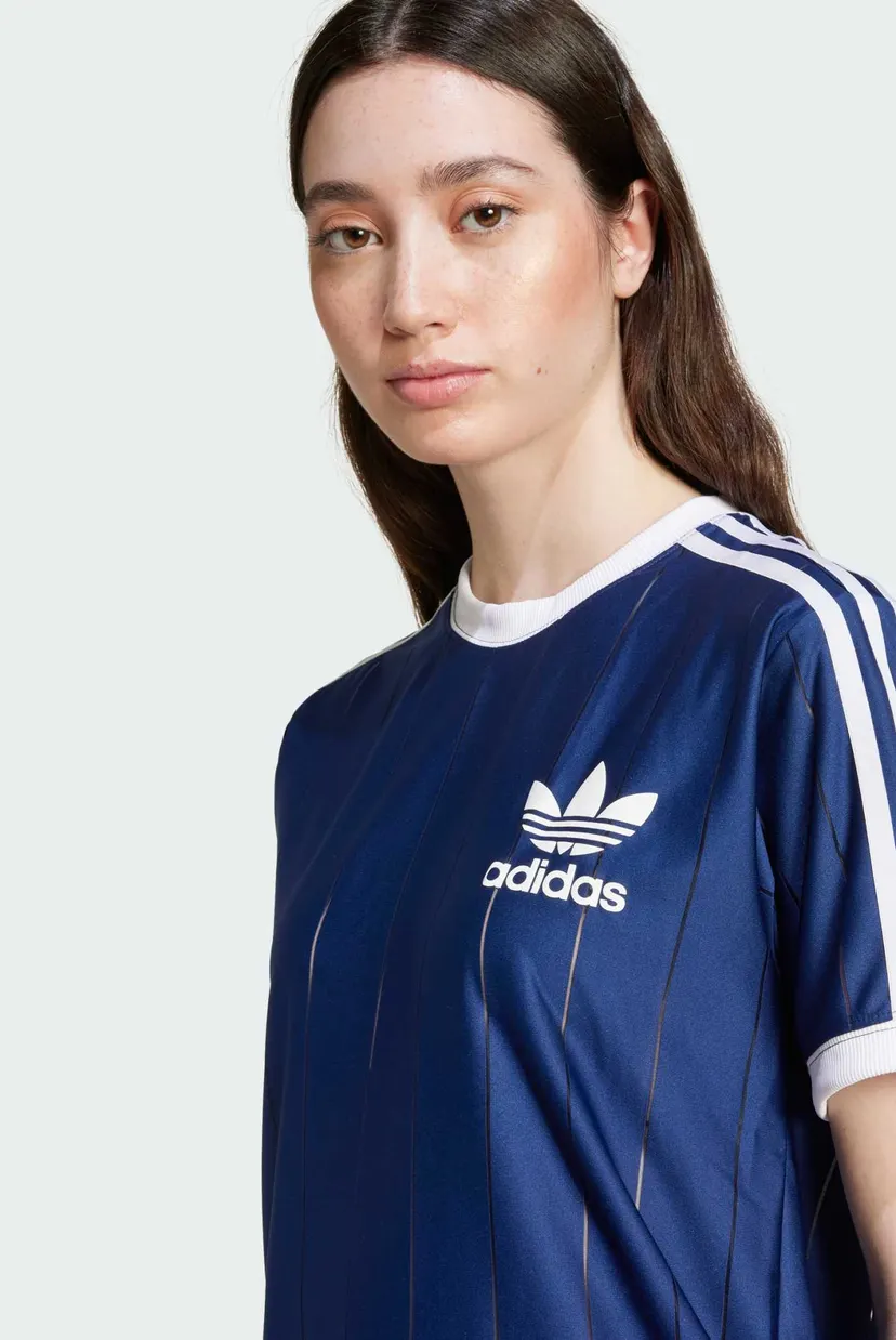 Жіноча синя футболка Adicolor 3-Stripes Pinstripe 4