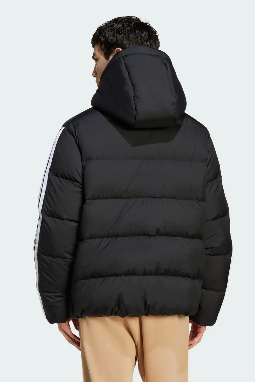 Мужской черный пуховик Essentials Climawarm 3-Stripes Puffer Hooded 3