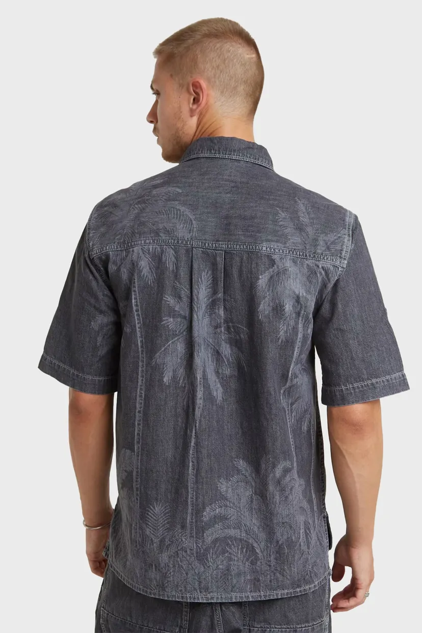 Чоловіча темно-сіра джинсова сорочка з візерунком Slanted double pocket regular 3