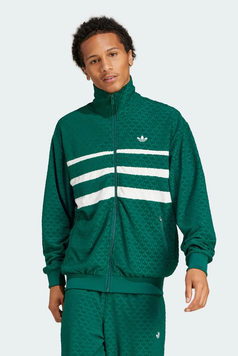 Мужская зеленая спортивная кофта с узором Monogram adidas JD0696