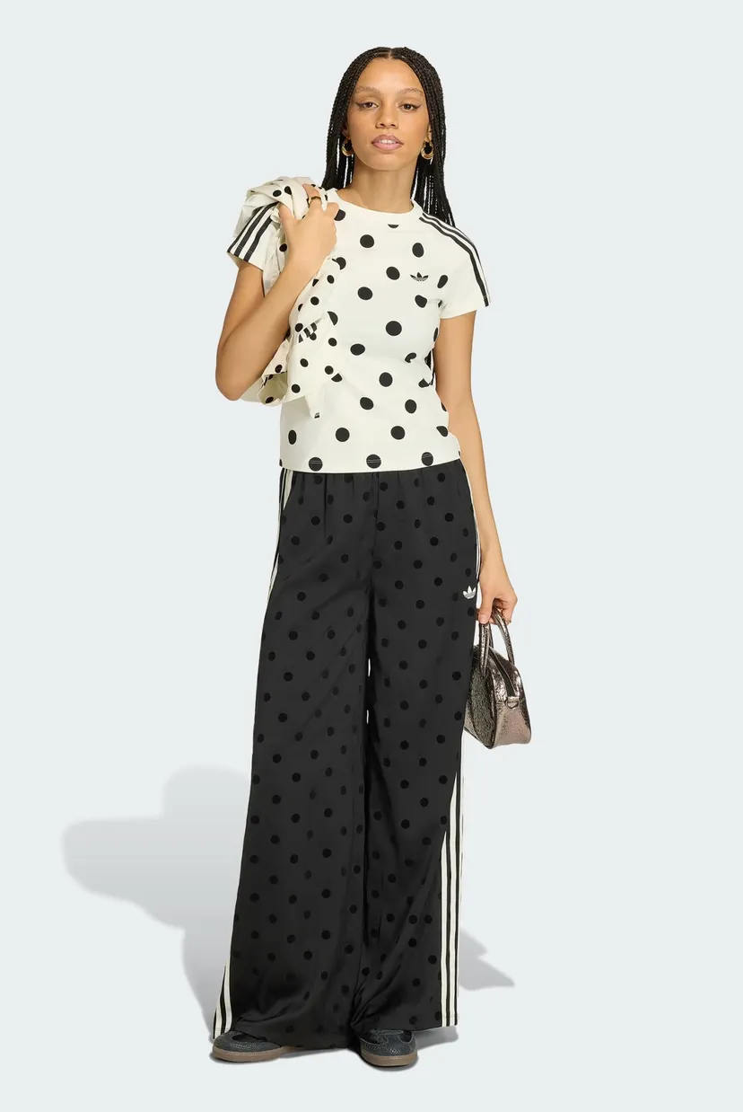 Жіночі чорні спортивні штани з візерунком SATIN POLKA DOTS WIDE