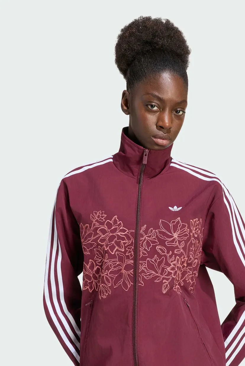 Женская бордовая ветровка с узором FLORAL GFX FIREBIRD LOOSE 4
