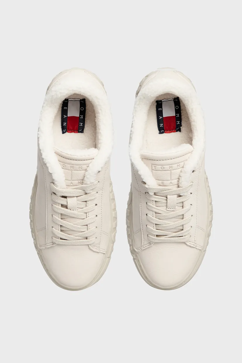 Жіночі бежеві шкіряні снікерcи TOMMY JEANS NEW CUPSOLE LEAT 4