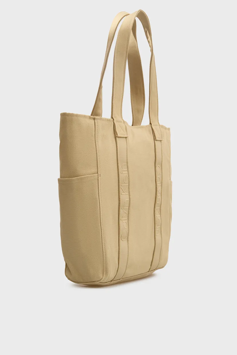 Женская бежевая сумка WEBBING STRAP CANVAS TOTE 3