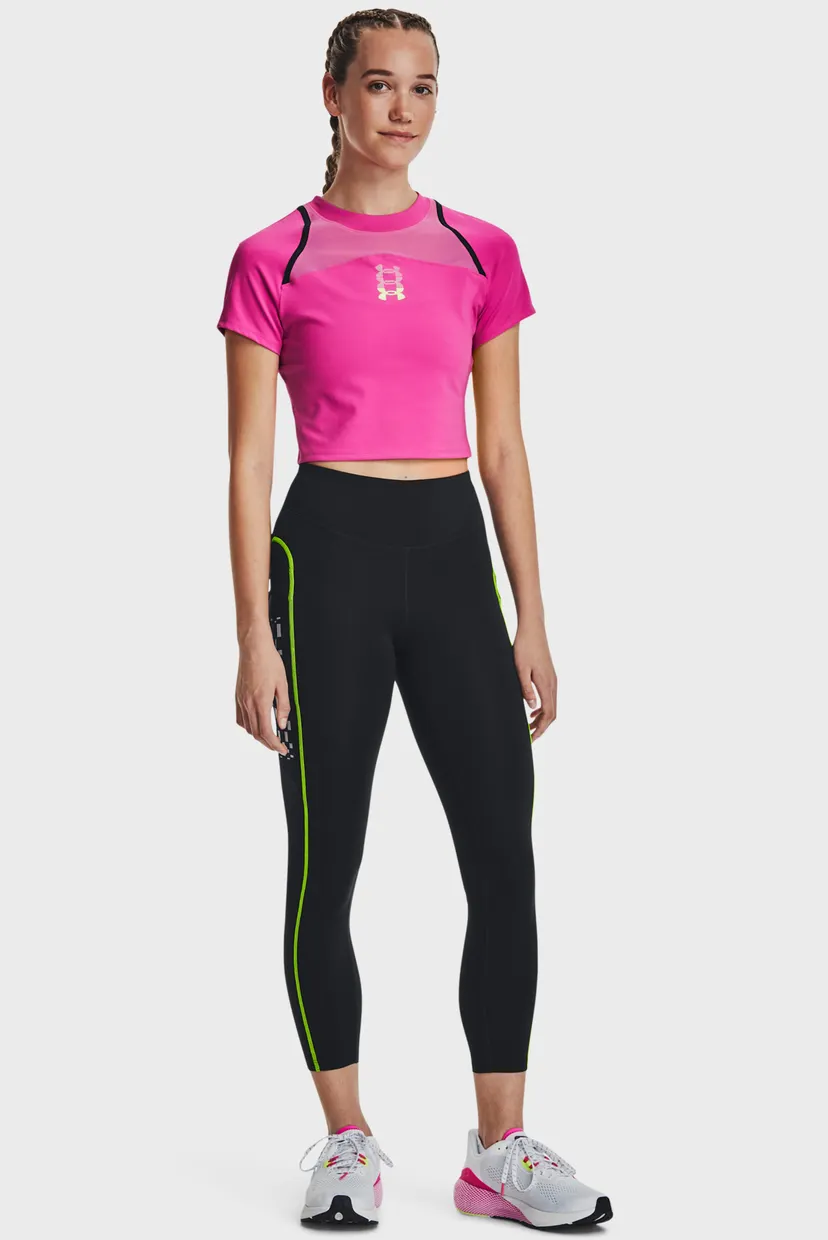 Жіночий рожевий топ UA Run Anywhere Crop SS 3