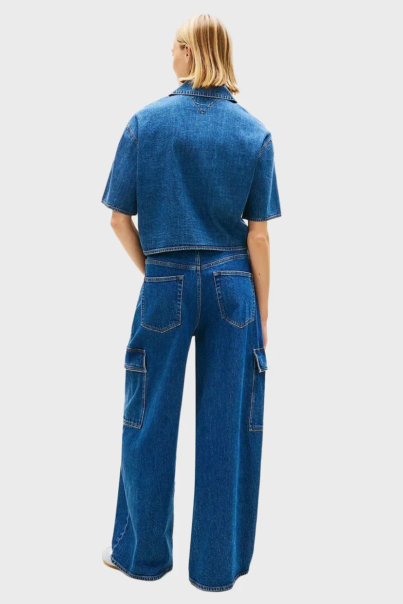 Женская синяя джинсовая рубашка CROP CHAMBRAY 3