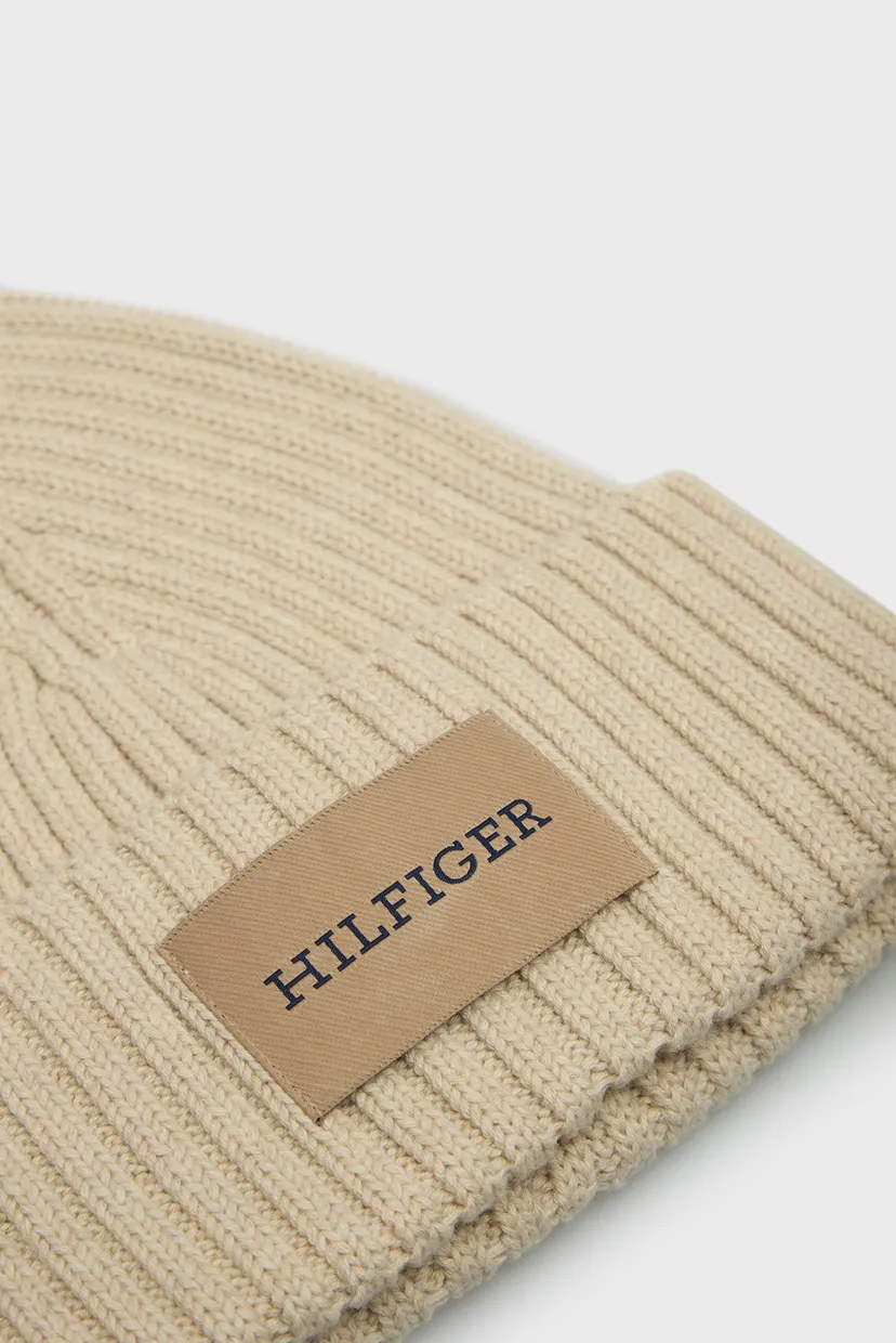 Мужская бежевая шапка TH MONOTYPE PATCH COTTON BEANIE 3